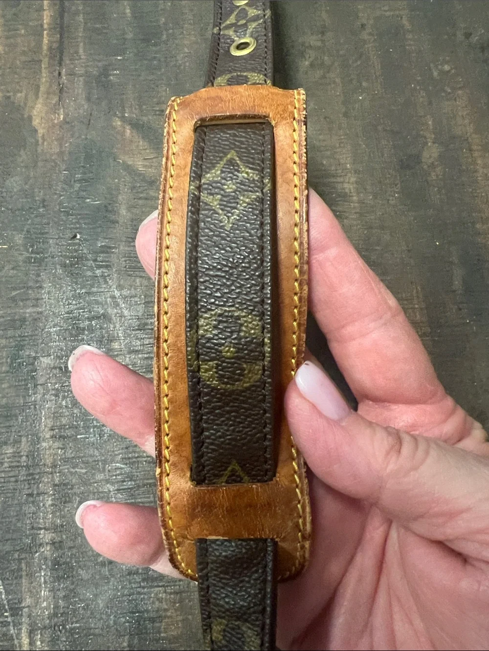 Louis Vuitton Monogram Shoulder Bag in Brown and Tan Leather